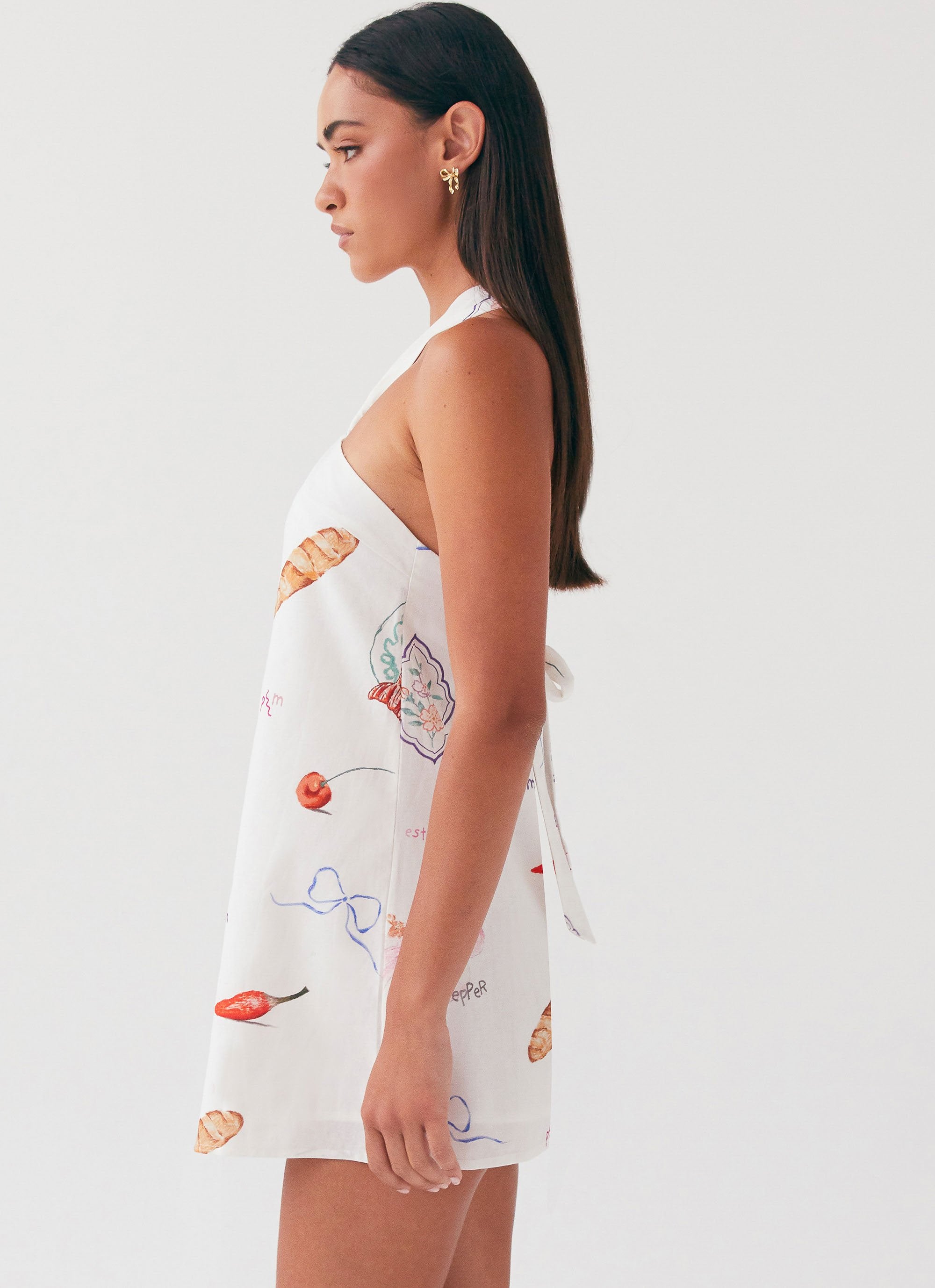 KAIA SCALLOP WITH LINEN MINI DRESS KAIA SCALLOP WITH LINEN MINI DRESS
