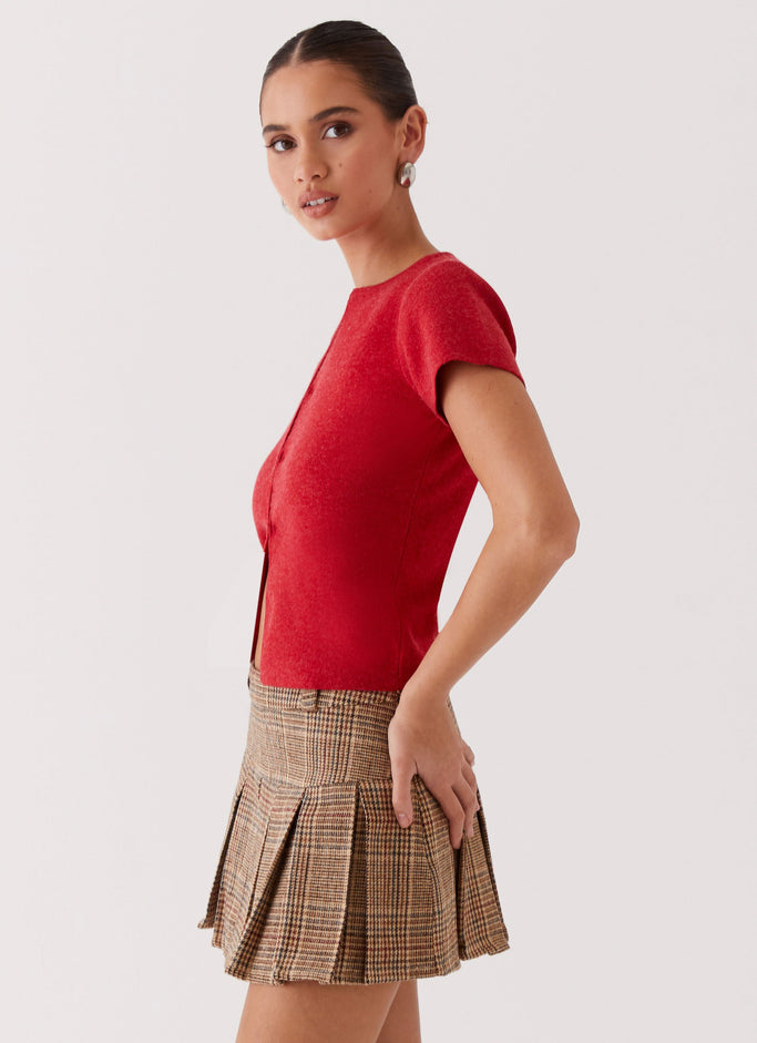 Raina Knit Crop Top - Ruby Red