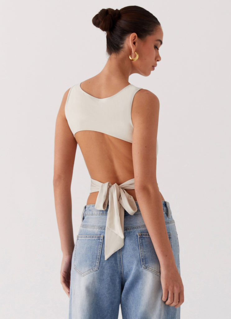 Collective Tops - Peppermayo Exclusive Saskie Crop Top - Ivory fifth image