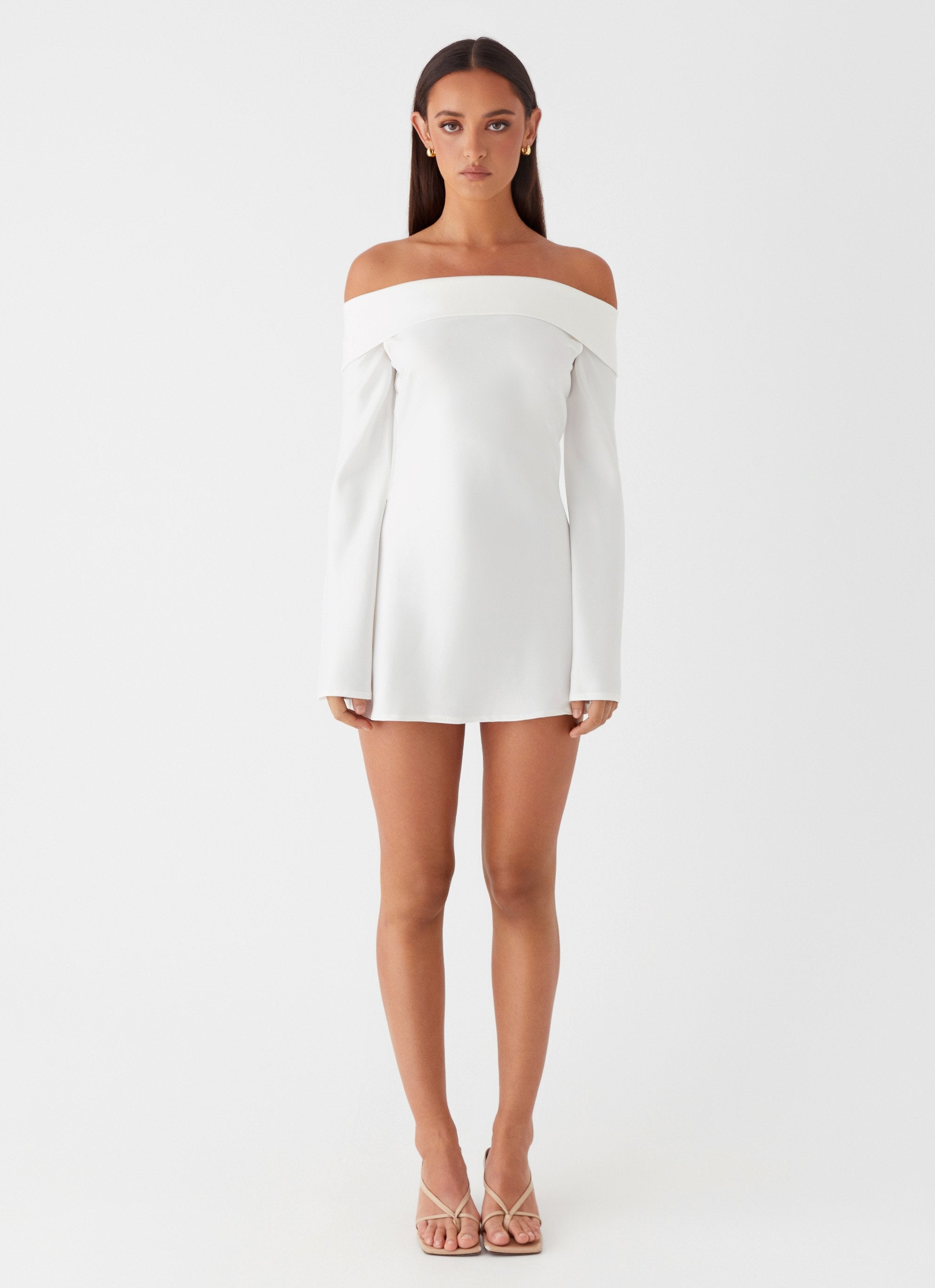 mini dress white long sleeve Lumina Long Sleeve Mini Dress