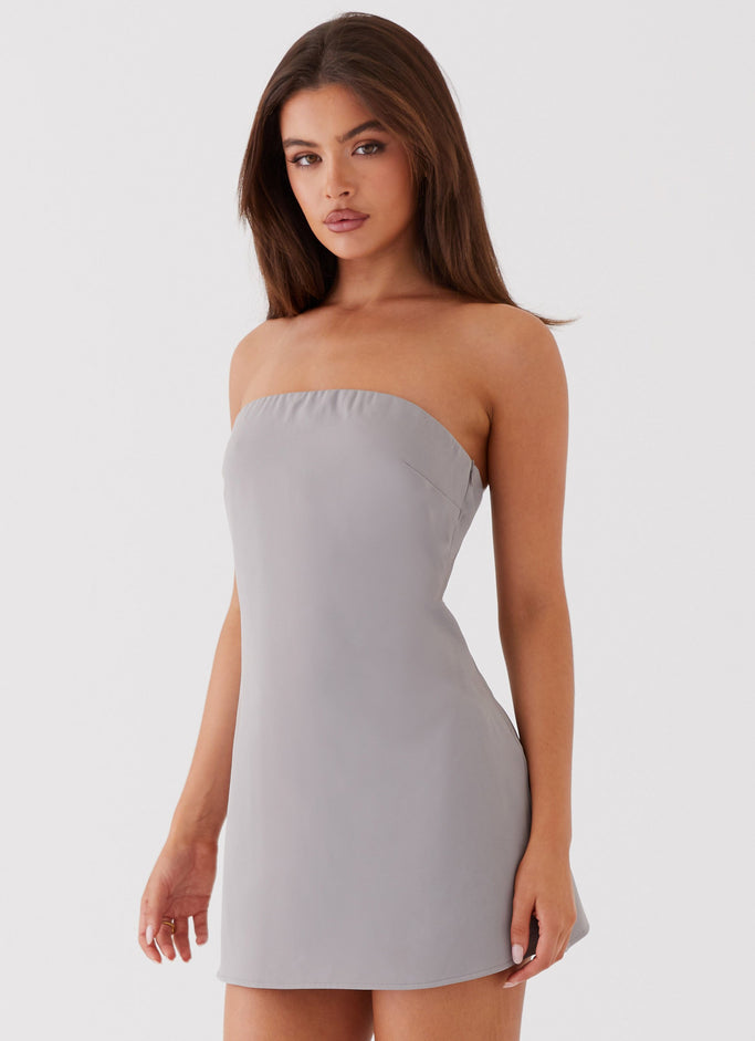Rachel Strapless Mini Dress - Grey