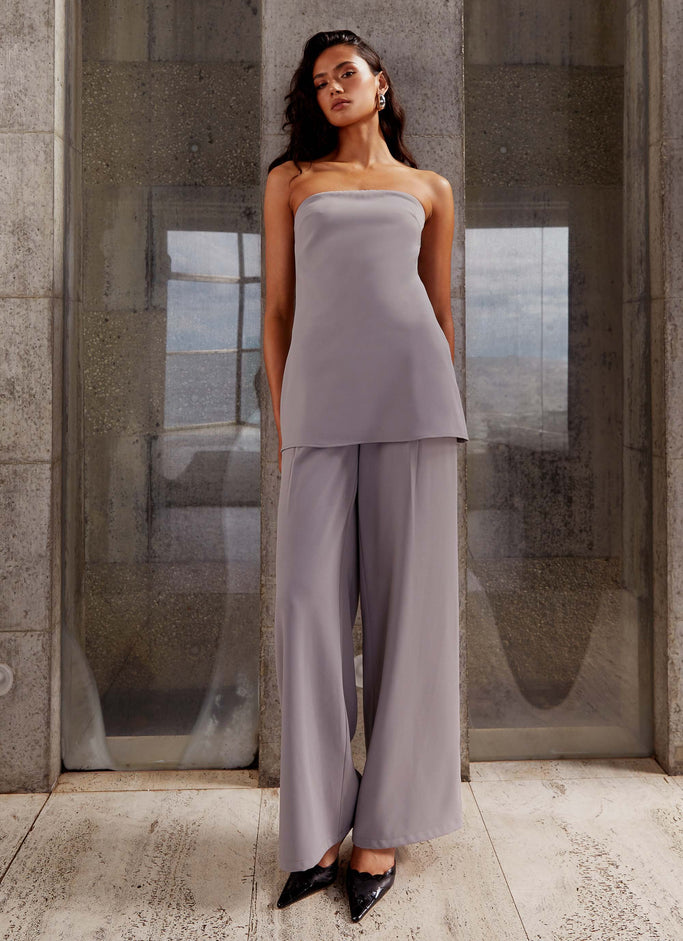 Rachel Strapless Mini Dress - Grey