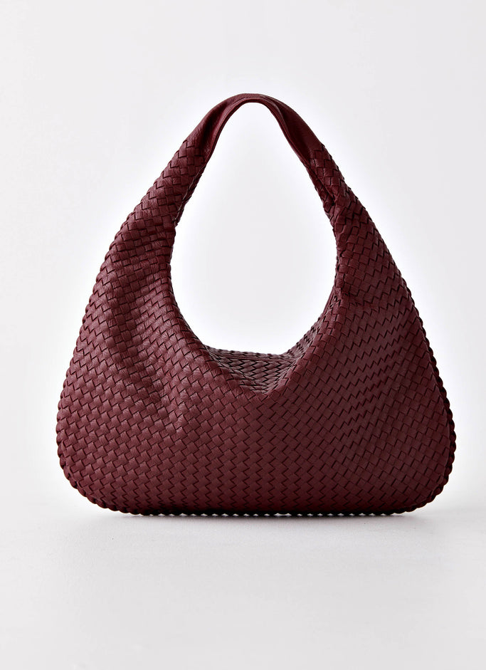 Oriona Woven Handbag - Dark Red