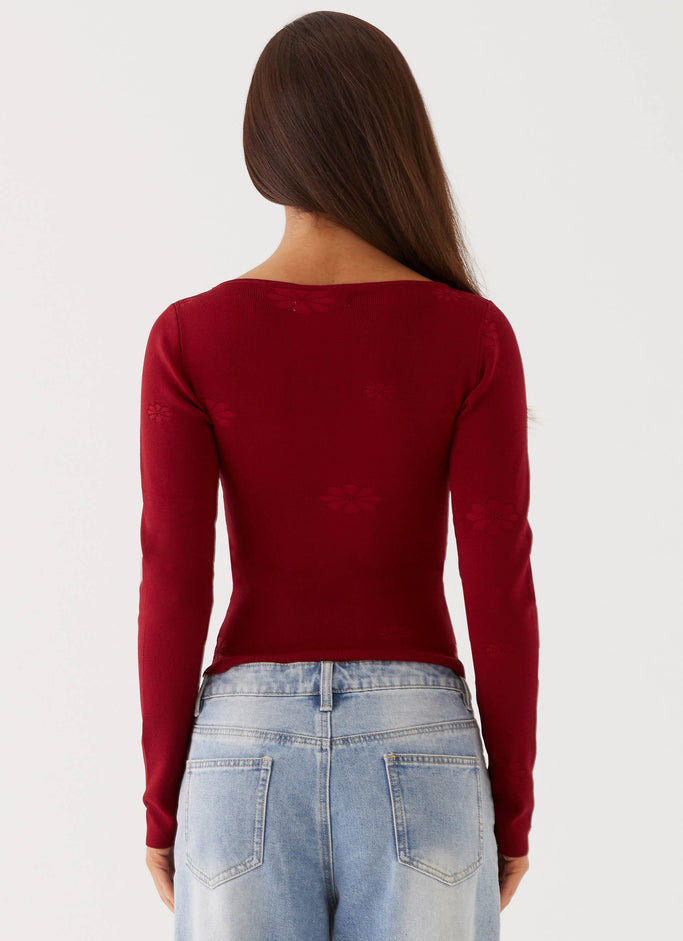 Dandelion Long Sleeve Knit Top - Red