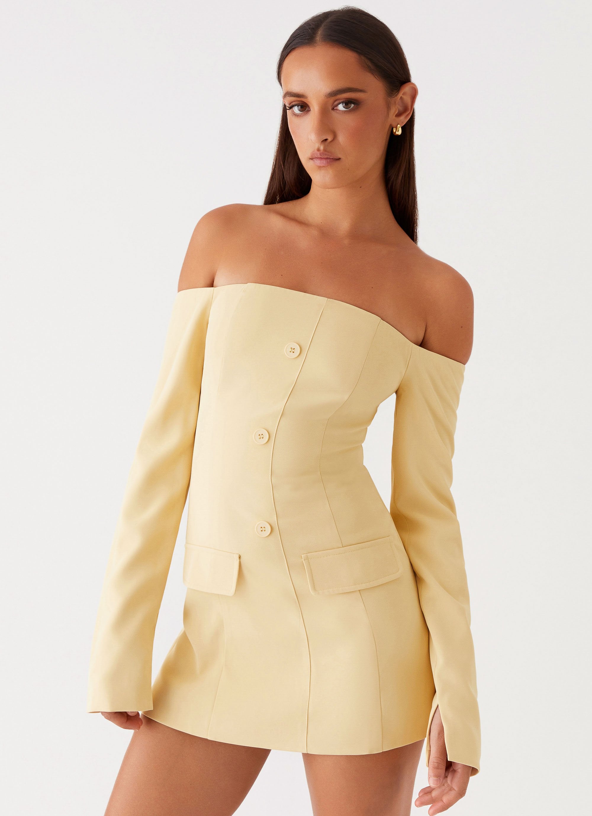 Dominique Blazer Mini Dress - Yellow Peppermayo Dominique Blazer Mini Dress - Yellow Peppermayo