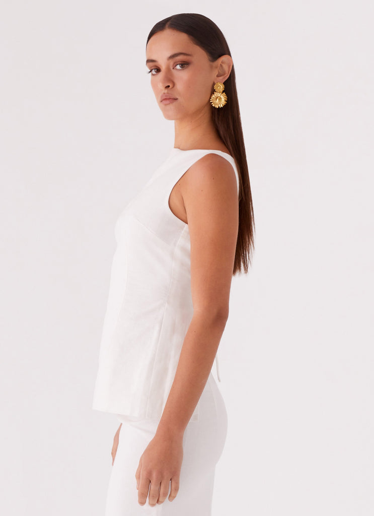 Collective Tops - Peppermayo Exclusive Mooney Linen Top - White fourth image