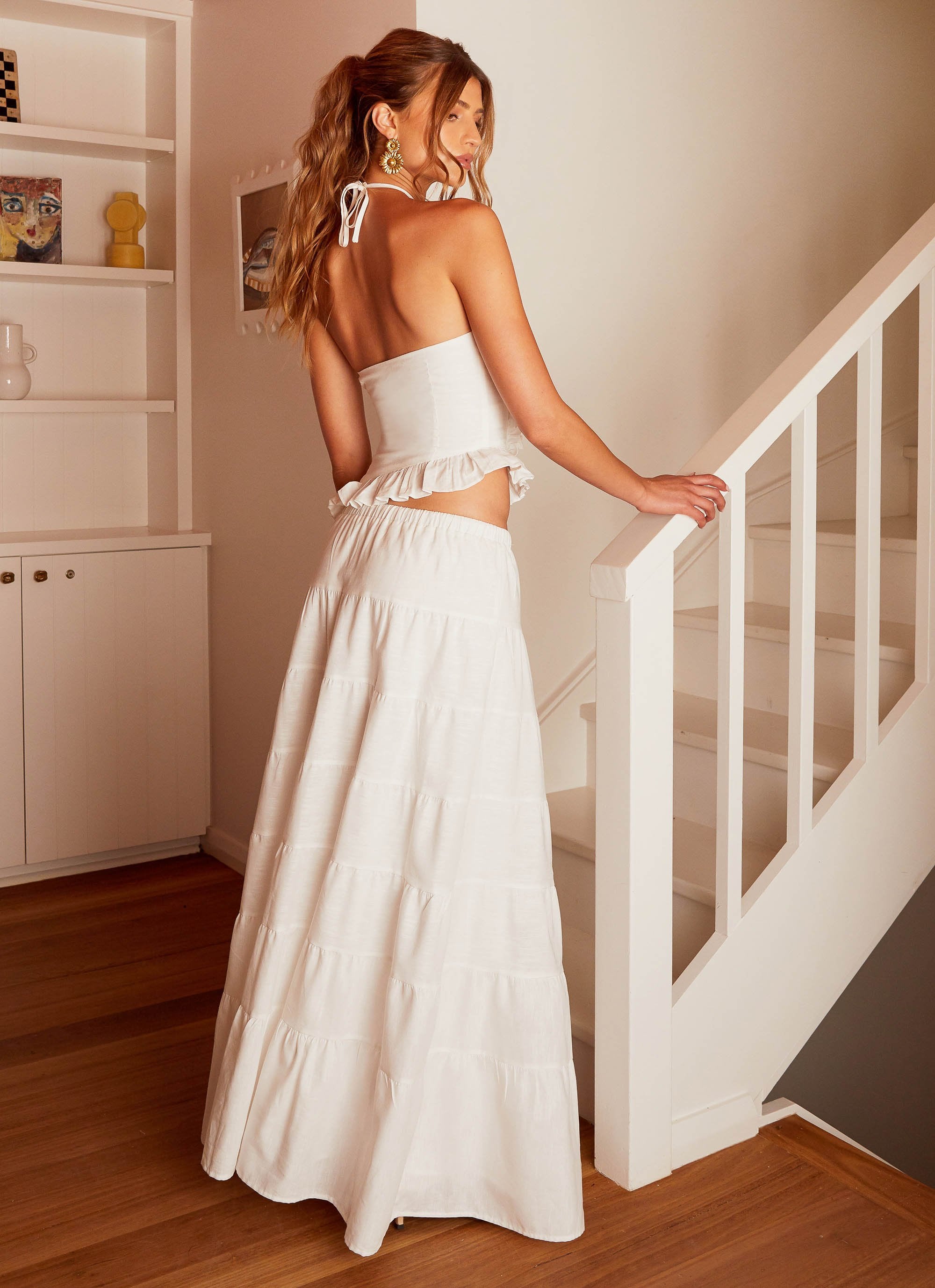Mariella Linen Maxi Skirt White – Peppermayo - Main Image