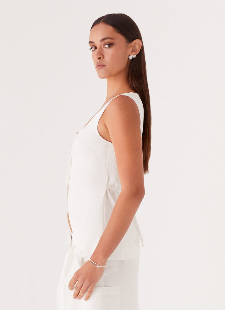 Collective Tops - Peppermayo Exclusive Mayzie Linen Vest - White fifth image