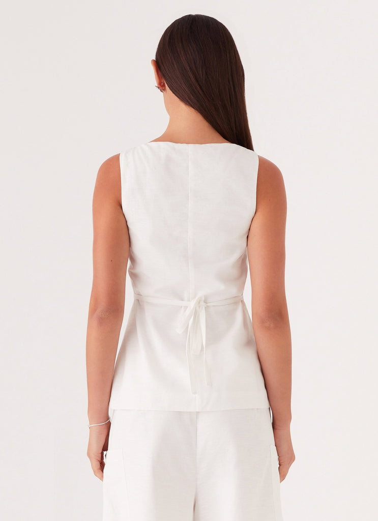 Collective Tops - Peppermayo Exclusive Mayzie Linen Vest - White sixth image