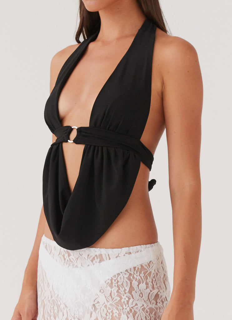 Collective Tops - Peppermayo Exclusive Island Hues Halter Top - Black fourth image