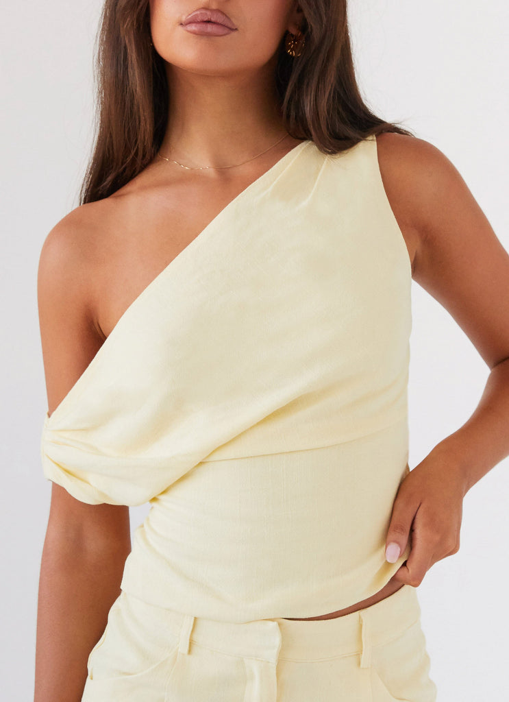 Marissa Linen One Shoulder Top - Yellow