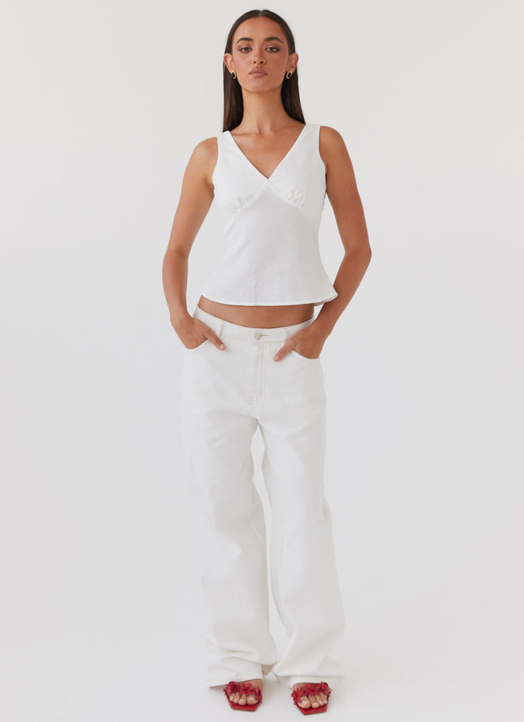 Collective Tops - Peppermayo Exclusive Nori Linen Top - White fourth image