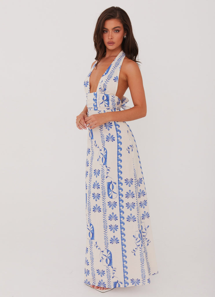 Collective Dress - Peppermayo Exclusive Sky Linen Maxi Dress - Floral Wave image 3