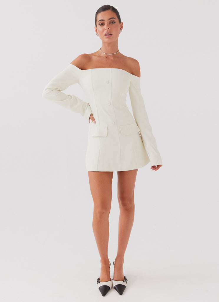 Peppermayo Exclusive Dominique Blazer Mini Dress - Ivory - View 4 | Shop Formal Dress