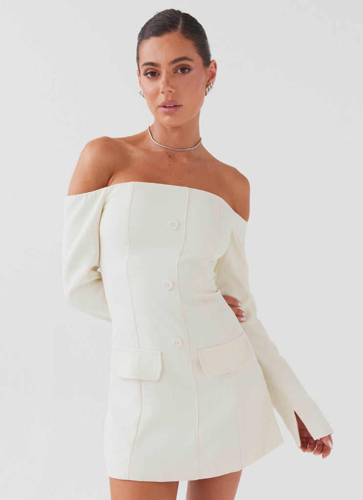 Peppermayo Exclusive Dominique Blazer Mini Dress - Ivory - View 1 | Shop Formal Dress