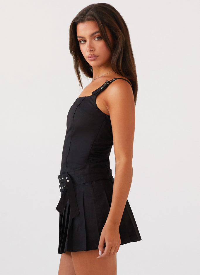 Lynette Buckle Mini Dress - Black