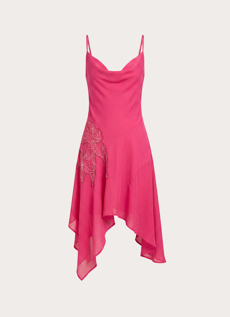 Pirama Beaded Midi Dress - Fuchsia