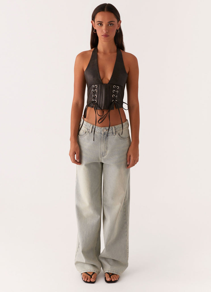 Collective Tops - Peppermayo Exclusive Playbook Halterneck Top - Vintage Brown third image