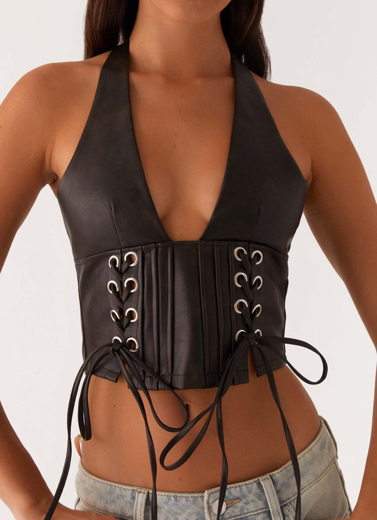 Collective Tops - Peppermayo Exclusive Playbook Halterneck Top - Vintage Brown sixth image