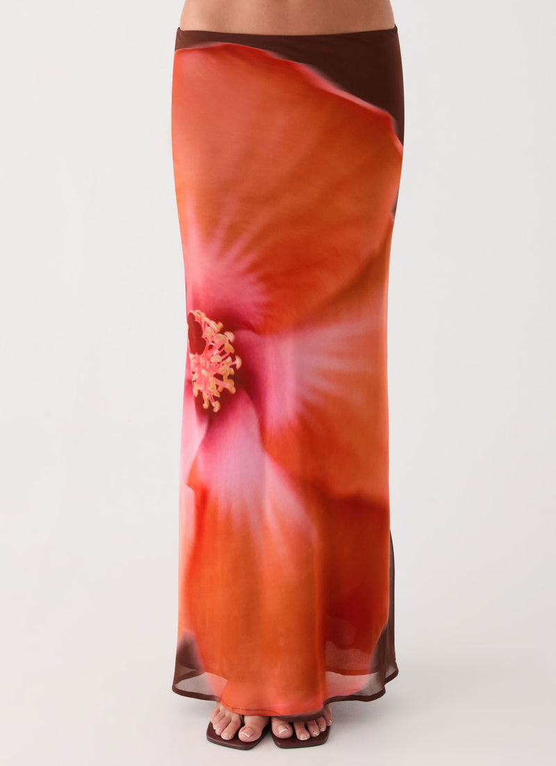 Plot Twist Maxi Skirt - Chocolate Blossom