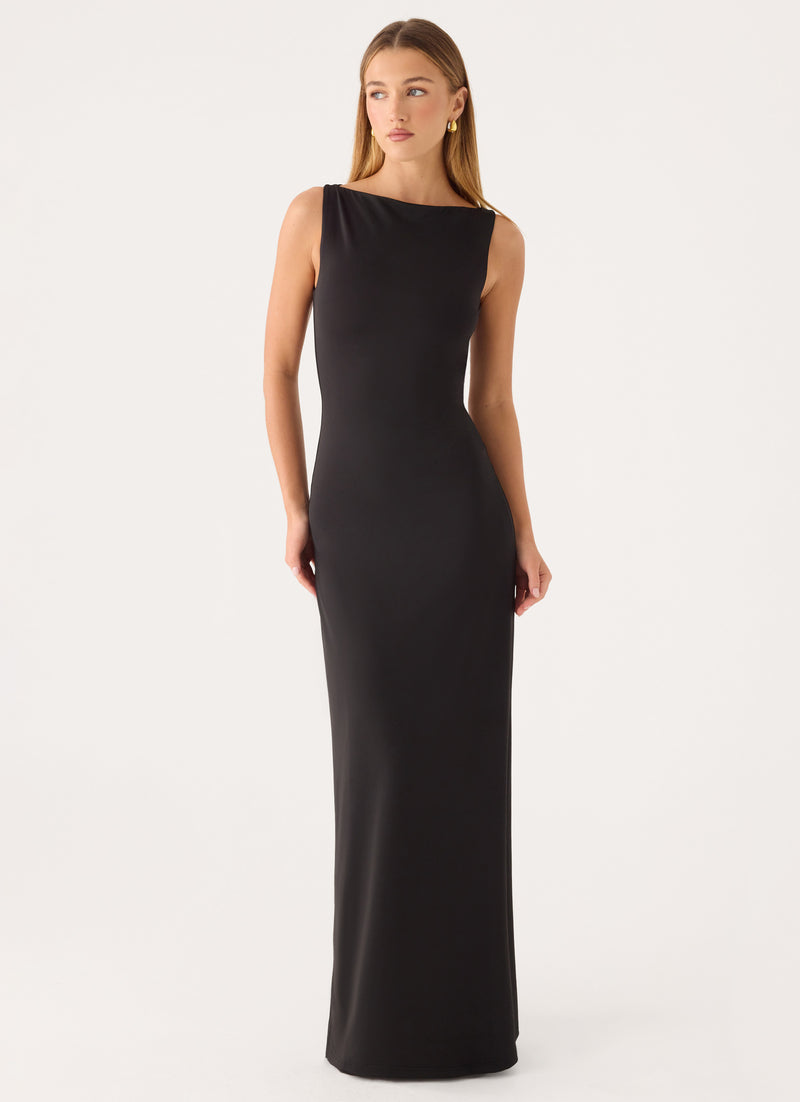 Ravelle Mesh Back Maxi Dress - Black