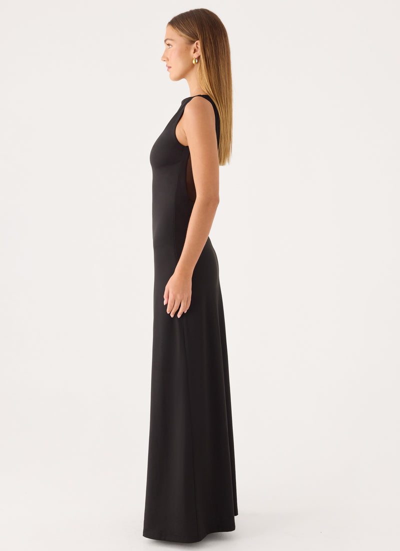 Ravelle Mesh Back Maxi Dress - Black