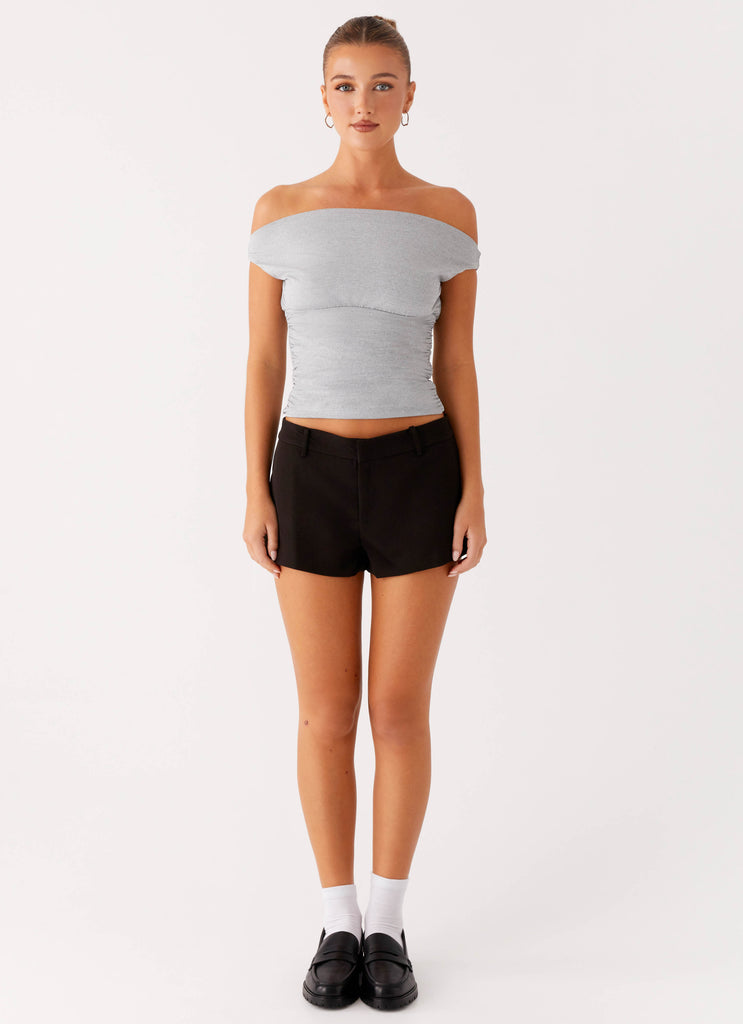 Collective Tops - Peppermayo Exclusive Reva Off Shoulder Top - Grey third image