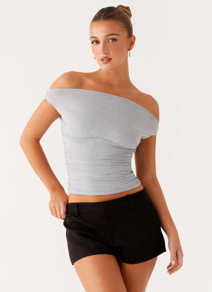 Collective Tops - Peppermayo Exclusive Reva Off Shoulder Top - Grey sixth image