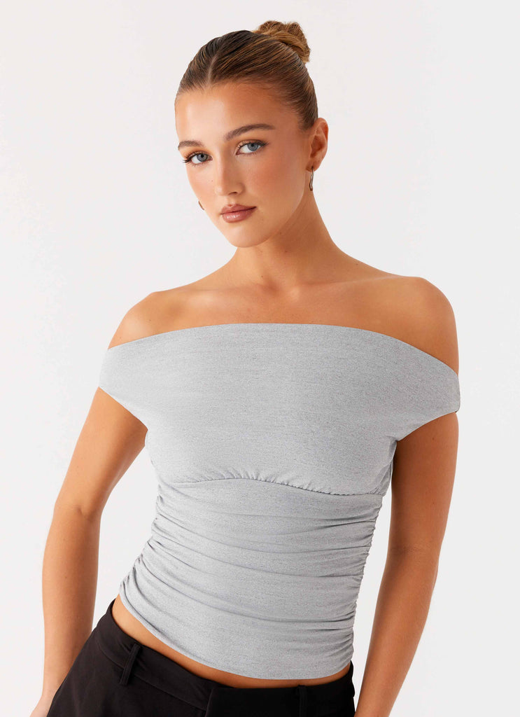 Collective Tops - Peppermayo Exclusive Reva Off Shoulder Top - Grey secondary image