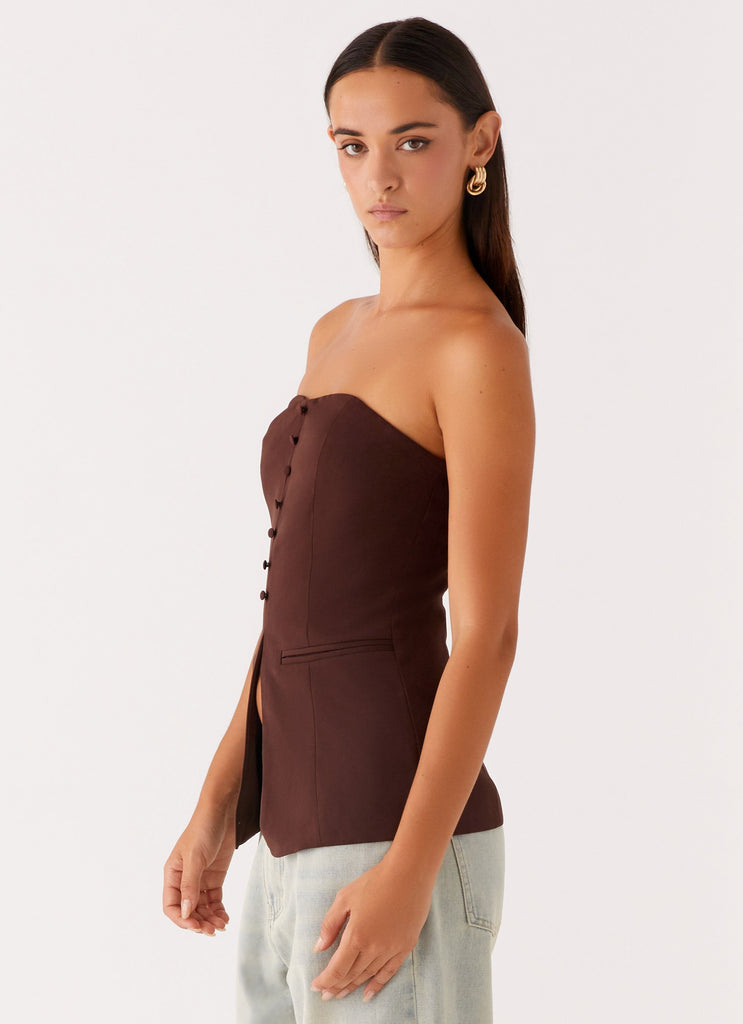 Collective Tops - Peppermayo Exclusive Riveria Strapless Top - Chocolate fourth image