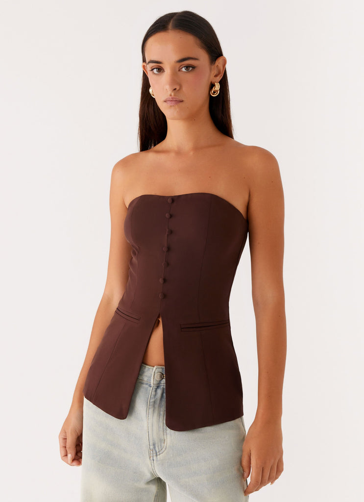 Collective Tops - Peppermayo Exclusive Riveria Strapless Top - Chocolate featured image