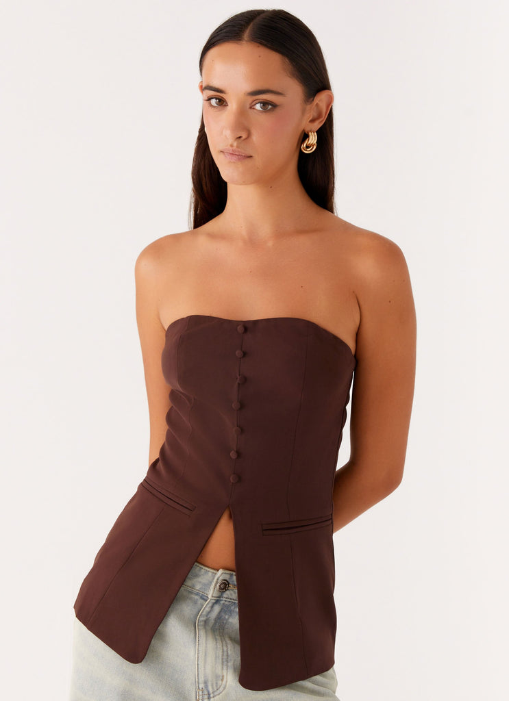 Collective Tops - Peppermayo Exclusive Riveria Strapless Top - Chocolate sixth image