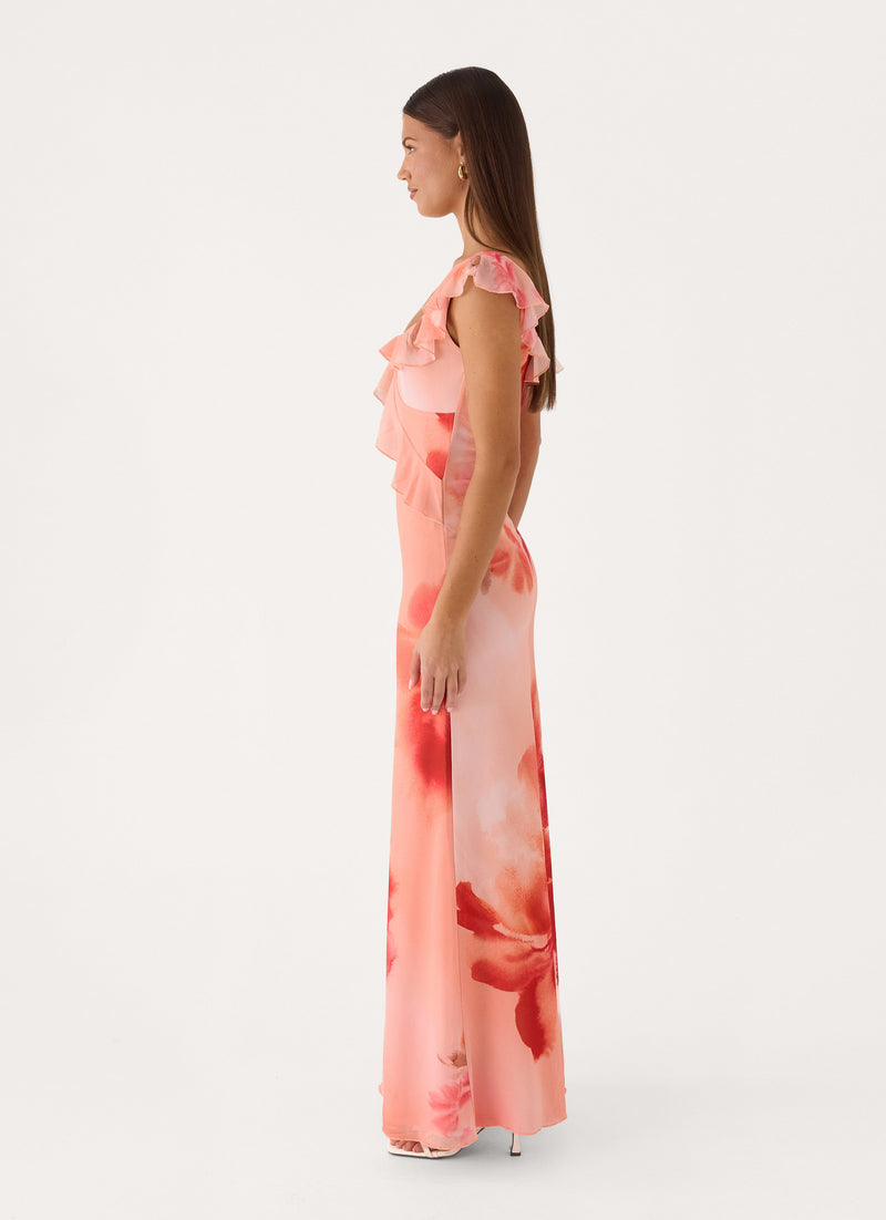 Rose Hour Maxi Dress - Peachy Floral Print