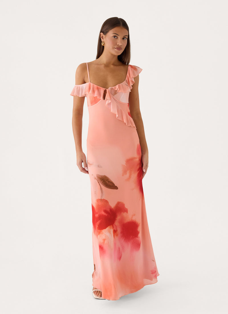 Rose Hour Maxi Dress - Peachy Floral Print