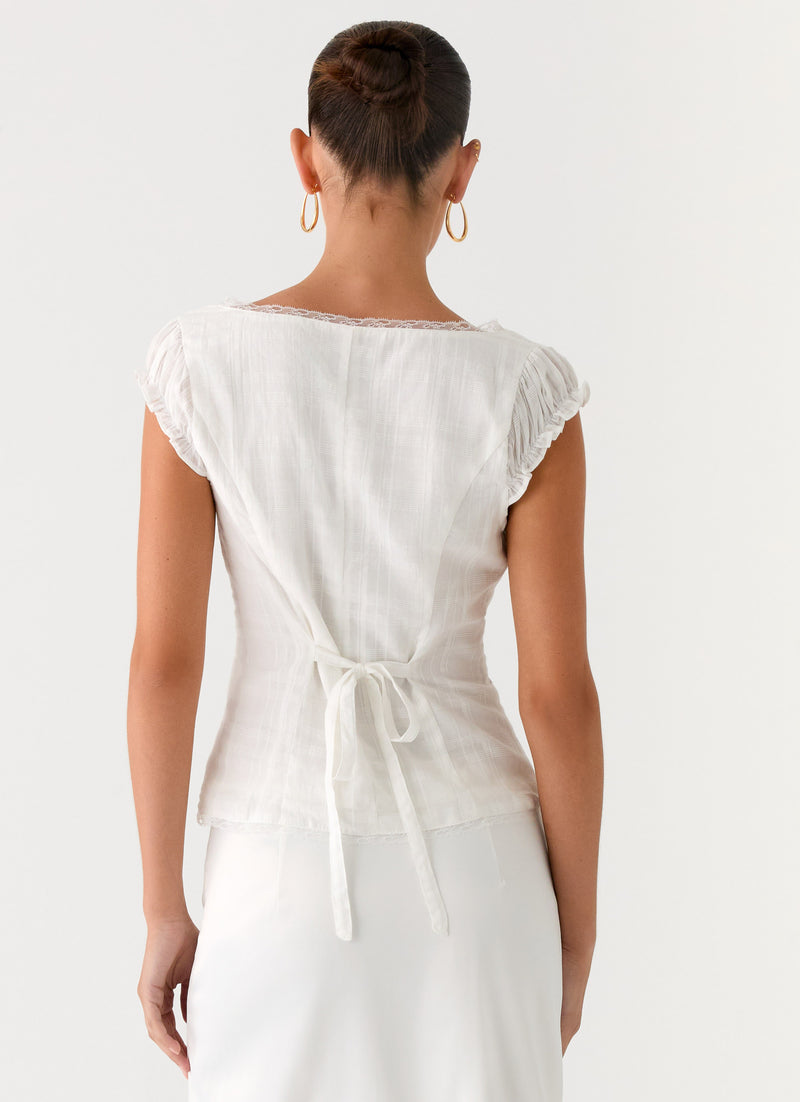 Ruann Lace Trim Top - White
