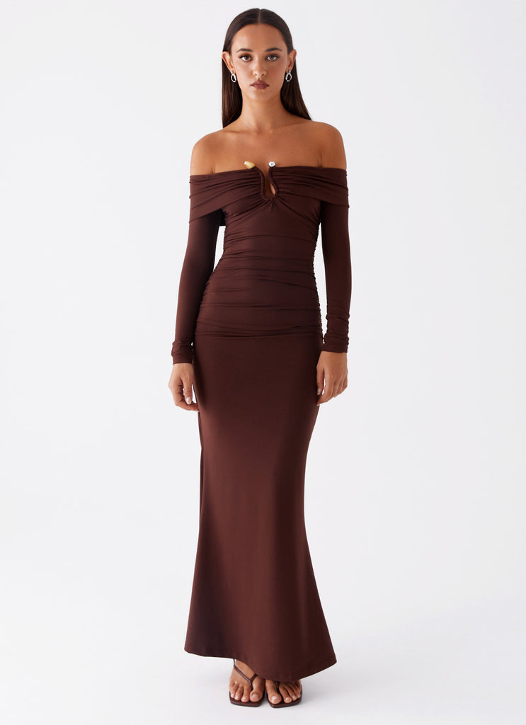 Peppermayo Exclusive Rudy Long Sleeve Maxi Dress - Chocolate - View 3 | Shop Formal Dress