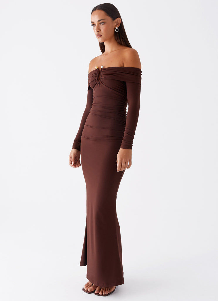 Peppermayo Exclusive Rudy Long Sleeve Maxi Dress - Chocolate - View 4 | Shop Formal Dress