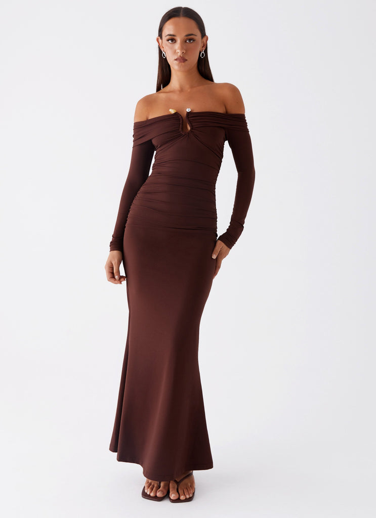 Peppermayo Exclusive Rudy Long Sleeve Maxi Dress - Chocolate - View 6 | Shop Formal Dress