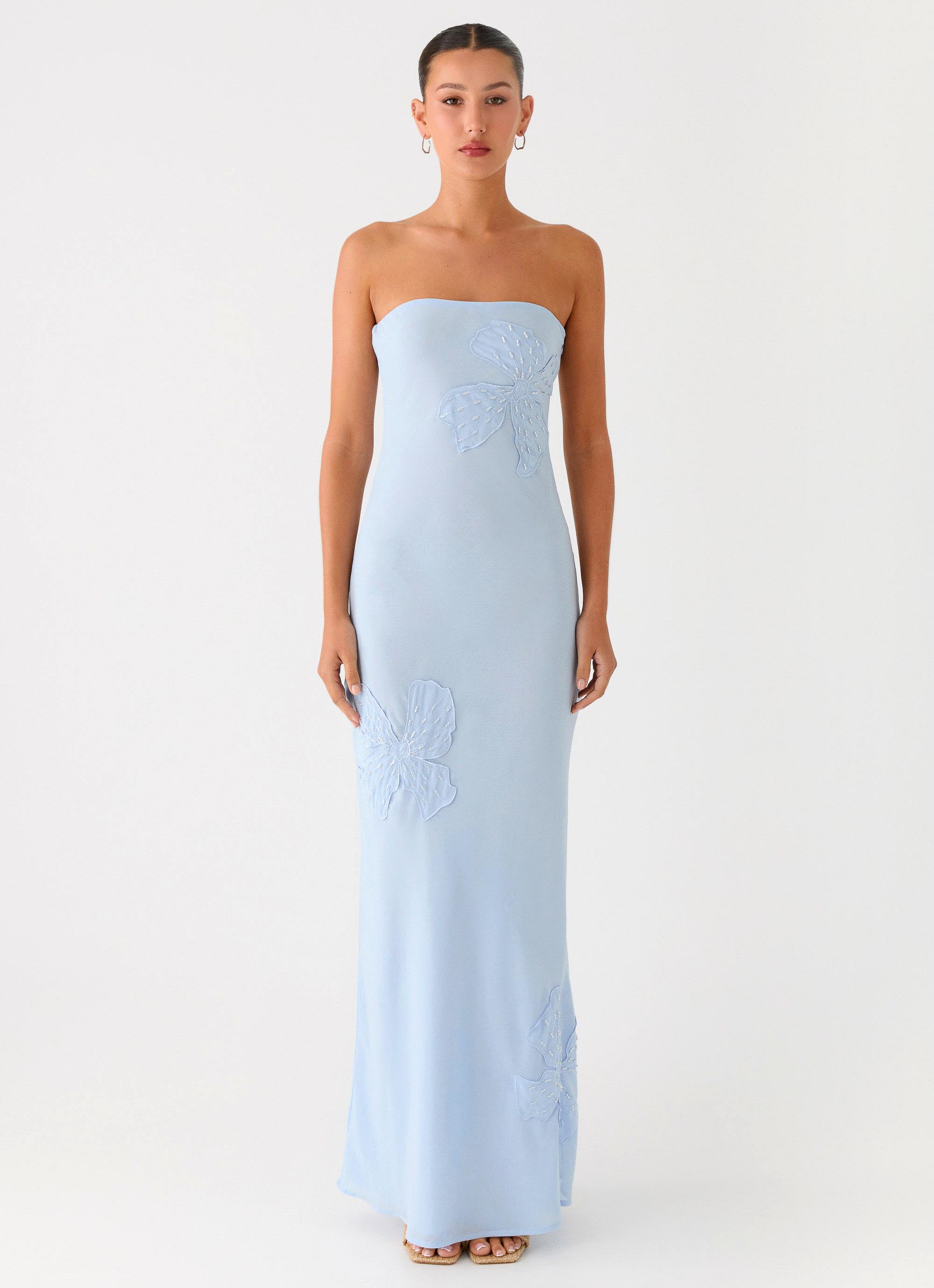 peppermayo blue dress with flowers Moorey Beaded Mini Dress