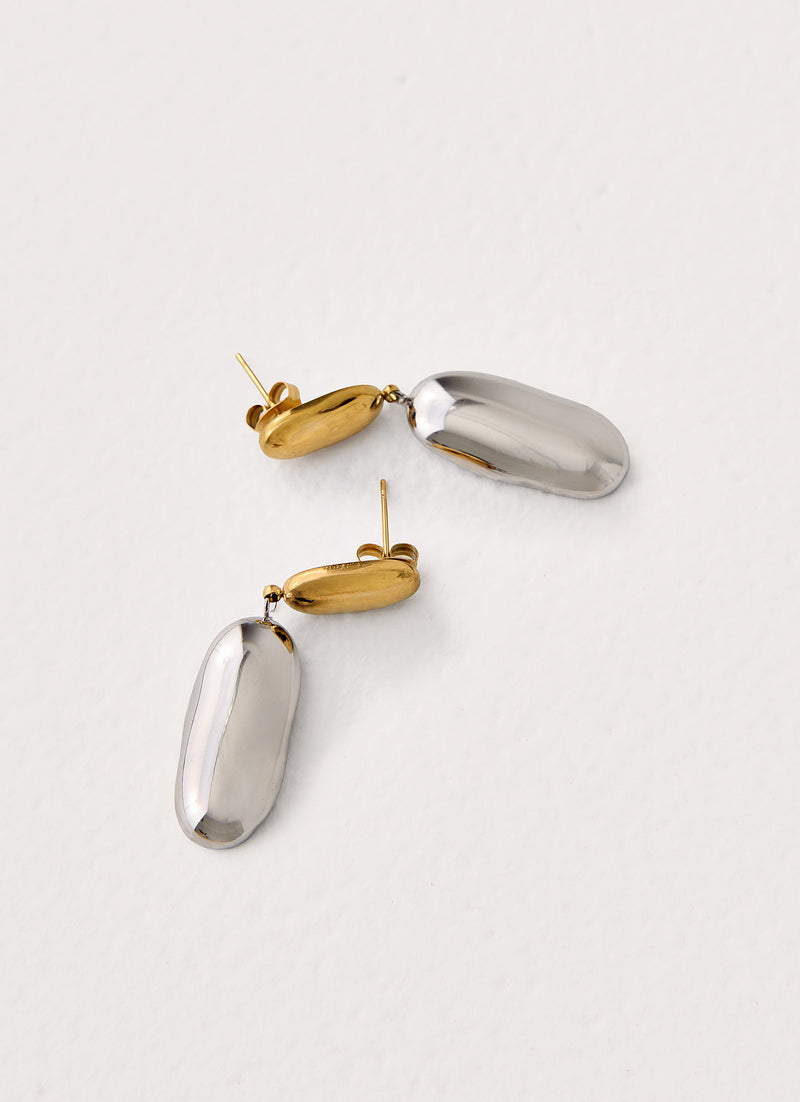 Second Nature Earrings - Gold Silver Metal