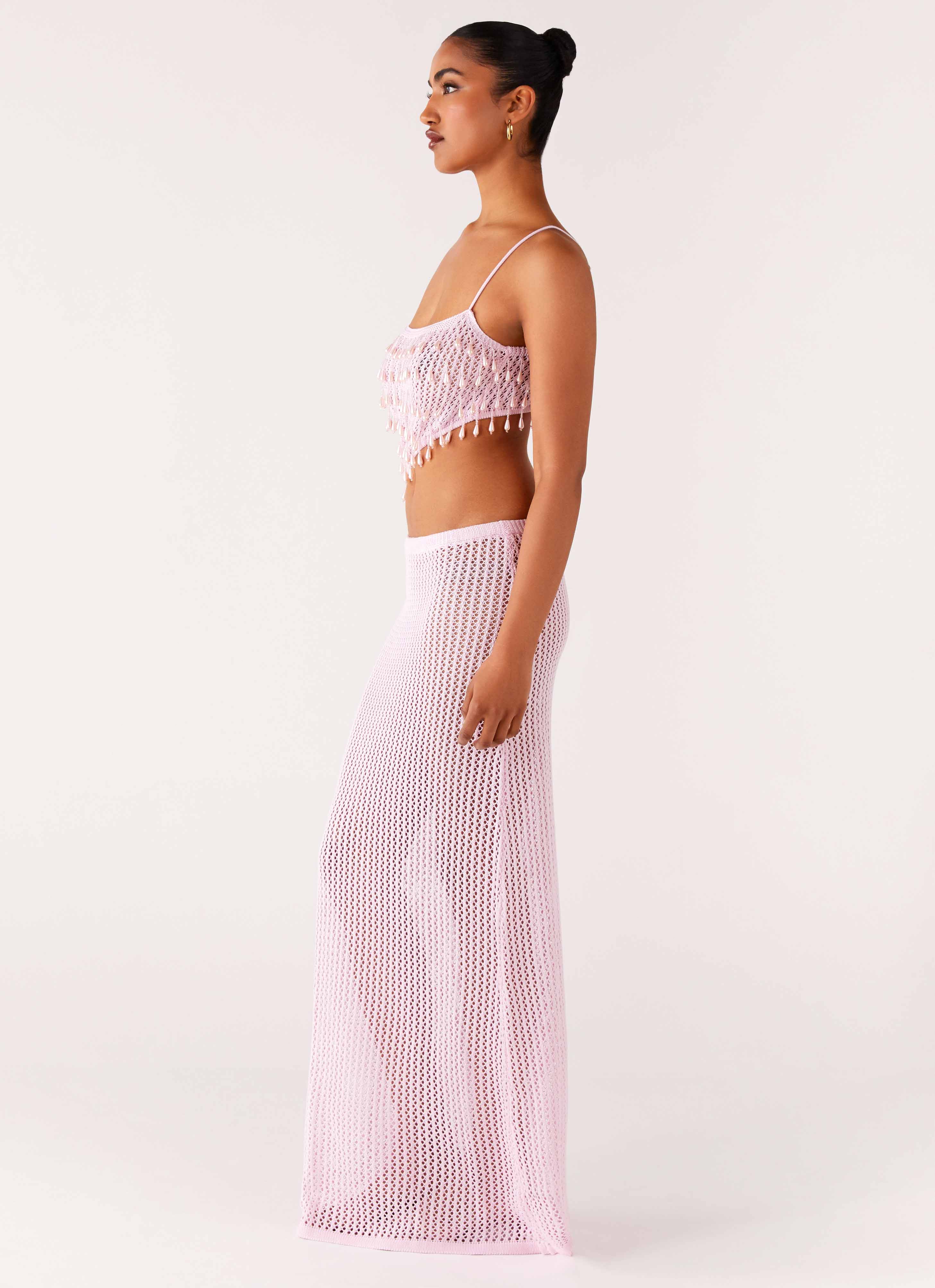 Shellbound Crochet Maxi Dress - Pink – Peppermayo