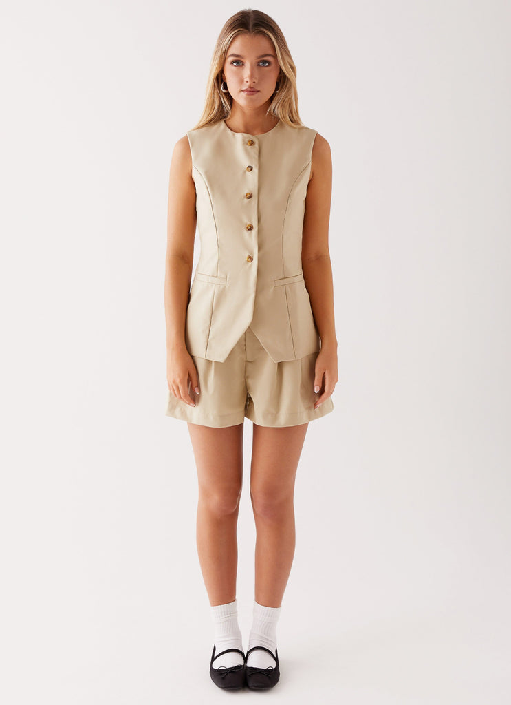 Collective Tops - Peppermayo Exclusive Siena Style Tailored Vest - Beige third image
