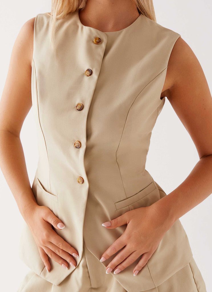 Collective Tops - Peppermayo Exclusive Siena Style Tailored Vest - Beige sixth image