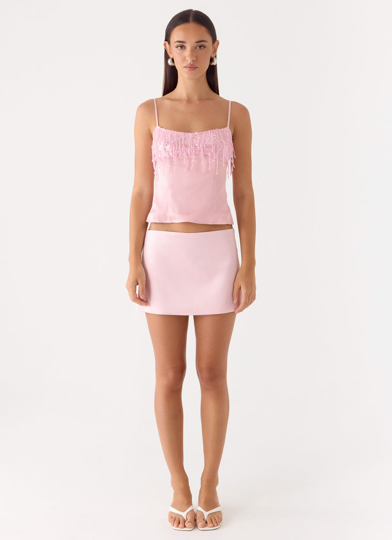 Siren Beaded Sequin Top - Pink
