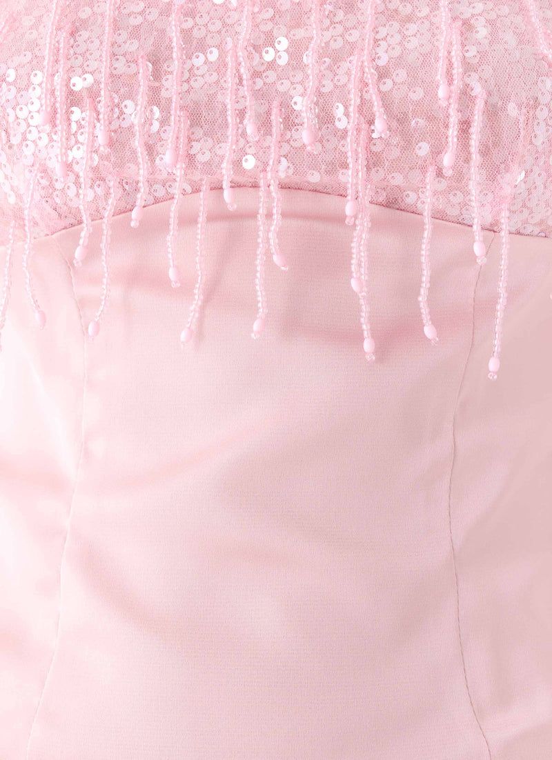 Siren Beaded Sequin Top - Pink