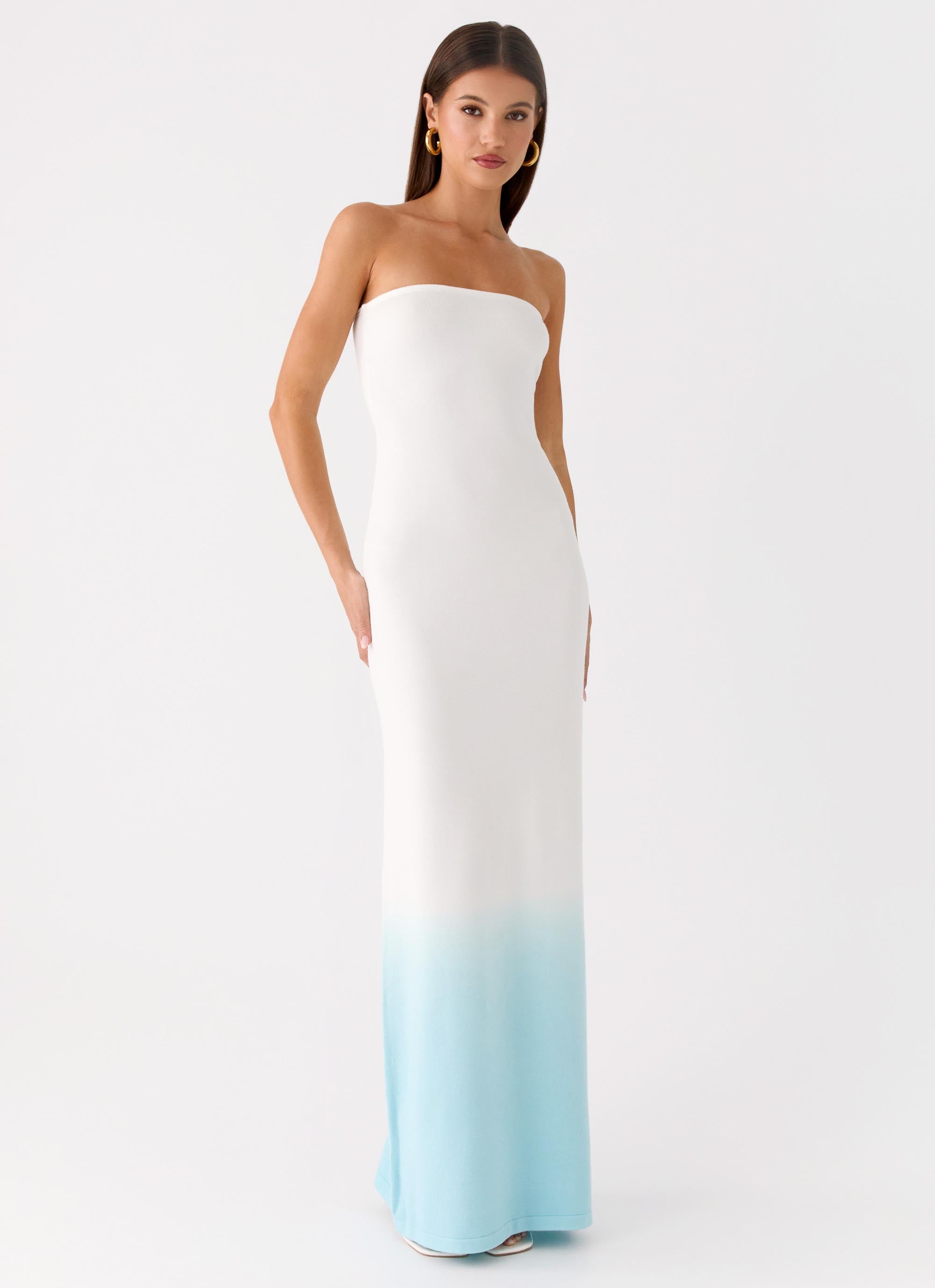 ombre knitted dress Emory Park fluted sleeve ombre knitted maxi dress in multi