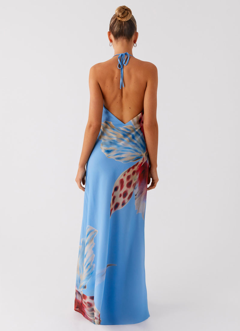 Stars Align Cowl Maxi Dress - Deep Sea Bloom