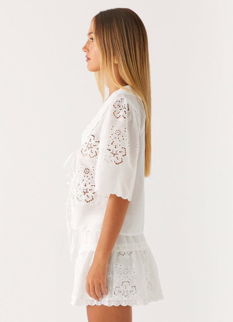 Collective Tops - Peppermayo Exclusive Summer Escape Embroidered Top - White fifth image