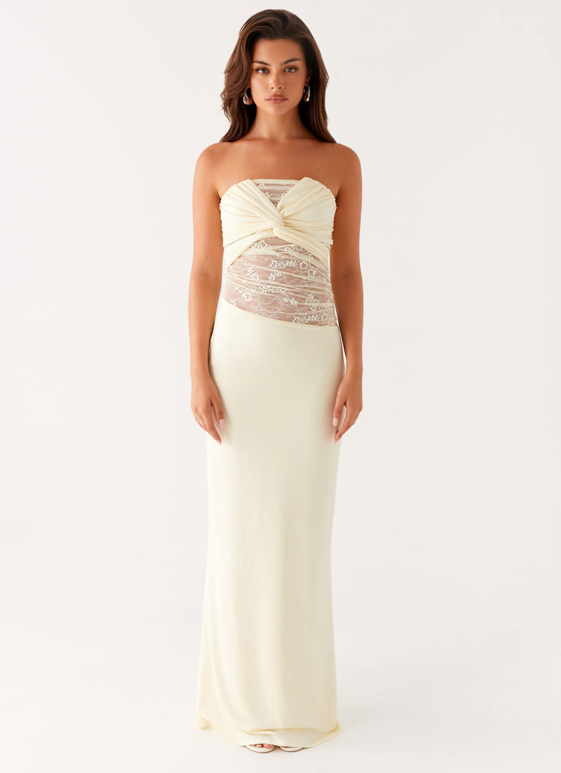 Sweet Energy Strapless Maxi Dress - Yellow