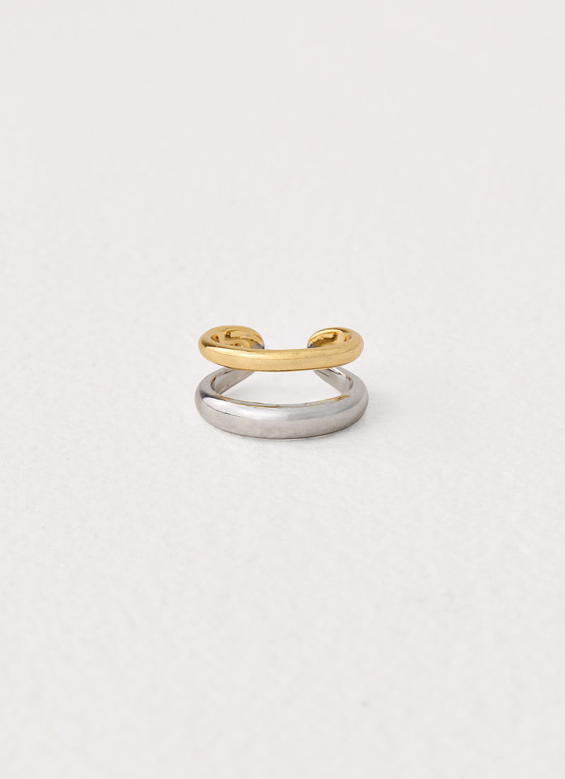 Sweet Contrast Ring - Gold Silver Metal